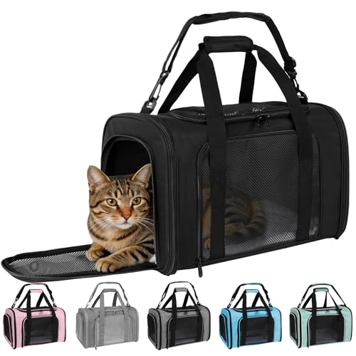 Carriers Soft-Sided Pet Carrier for Medium Large Cats Dogs Under 35Lbs,Breathable Mesh Ventilation Design,Airline Approved Cat Carrying Case(X-Large,Black) - color: black, size: 20.0"L x 13.0"W x 13.0"H