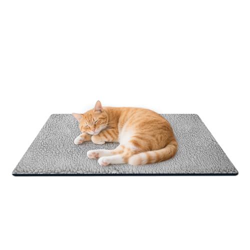 Self Warming Cat Mat Bed, 18 x 23 inch Rectangle Plush Kitten Bed Small Dogs Mat, Non Electric Self Heating Pet Pad Indoor Outdoor, Non-Slip Bottom, Removable, Washable - size: Large(Rectangular)