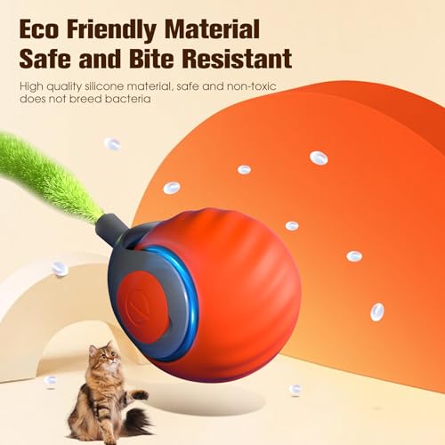 2026 New Upgrade Speedy Tail Cat Toy, Smart Interactive Pet Toys Comes with 4 Tails, Reinforced Version of The Cat Toys Balls, Two Speed Adjustment (Orange) - color: Red