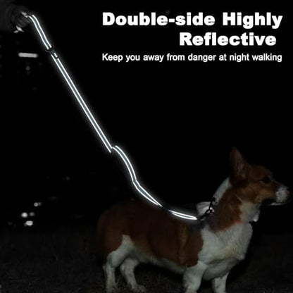 6 Foot Blue Dog Leashes for Large Medium and Small Breed Dogs That Pull,Reflective Nylon Heavy Duty Dog Leash with 2 Comfortable Padded Traffic Handles and Car Seat Belt for Walking and Training - color: Sky blue