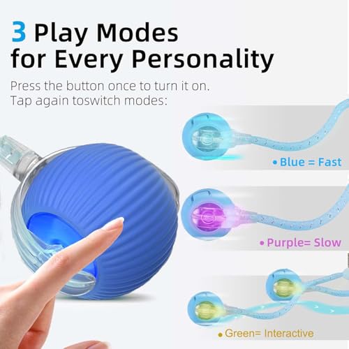2 Packs Speed 2.0 Tail Interactive Cat Toys for Indoor Cats, Chirping & Motion Activate Cat Toy, Smart Kitten Rolling Ball Moving Ball Toys, Rechargeable Dog Cats Bal l for Enrichment Exercise - color: Red+Blue