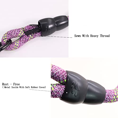 3 Dog Leash - Padded Handle, 360° Swivel Multiple Dog Leash No Tangle, Lead for Medium Large Dogs, Walking & Training Double Dogs (Purple Green) - color: Purple Green