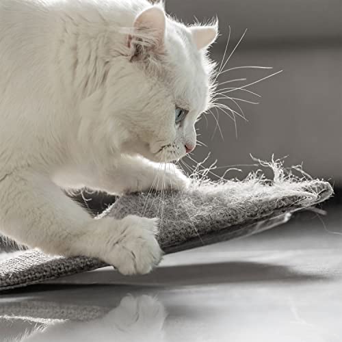NAZVA Cat Scratcher Mat - 16”x12” (Pack of 2) - Natural Sisal Fabric Scratching Pad Velcro Furniture Carpets Sofas Couch Protector Rug - Grey