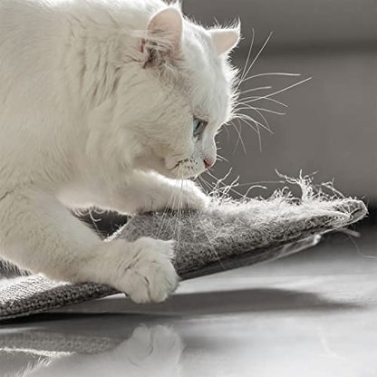 NAZVA Cat Scratcher Mat - 16”x12” (Pack of 2) - Natural Sisal Fabric Scratching Pad Velcro Furniture Carpets Sofas Couch Protector Rug - Grey