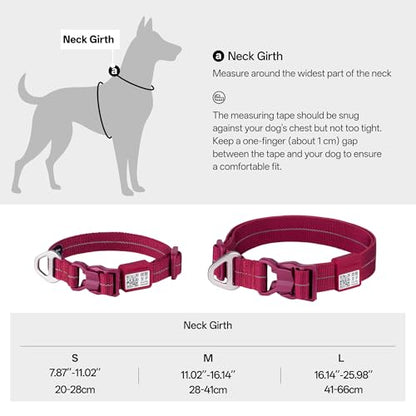 All-Weather Dog Collar Reflective Adjustable Soft Nylon QR Code Anti-Lost Collar Breathable with Quick-Release Buckle Patent Alloy Ring for Small Medium Large Dog (Super Reflect-Earth, M) - color: Super Reflect-Earth, size: M