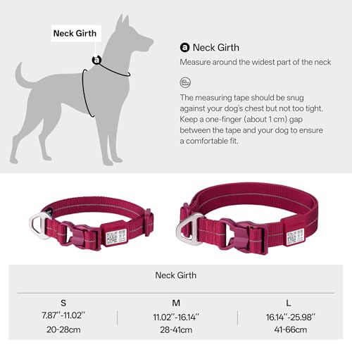 All-Weather Dog Collar Reflective Adjustable Soft Nylon QR Code Anti-Lost Collar Breathable with Quick-Release Buckle Patent Alloy Ring for Small Medium Large Dog (Light-Olive, M) - color: Light-Olive, size: M