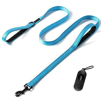 Heavy Duty Dog Leash with 2 Handles - 5FT Reflective Anti-Pull Training Lead for Medium & Large Dogs, Double Handle Leash with Padded Grip, Durable Nylon Pet Leash (Blue) by [CHENEDY] - color: Blue, size: 60 Inch\5FT
