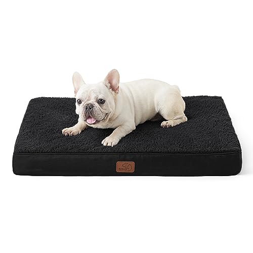 Bedsure Dog Bed Medium Size Dog - Comfy Flat Puppy Beds with Removable Washable Cover, Orthopedic Egg Crate Foam Pet Mat, Suitable for Pet Up to 30 lbs - color: Black, size: 30"L x 20"W x 3"Th