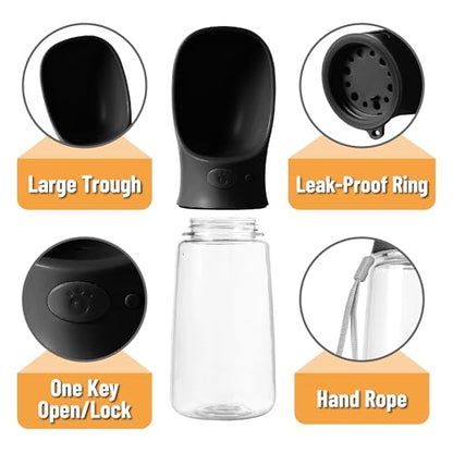 Mr. Pen- Portable Dog Water Bottle, 19 oz, Large, Leak Proof Puppy Water Dispenser with Drinking Feeder for Pets, Outdoor Walking, Hiking, Travel, Not Dishwasher Safe - color: Black