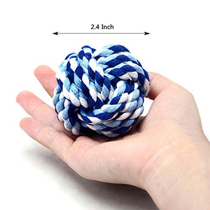 Pet Chew Toy, Knots Weave Cotton Rope, Biting Small Ball for Dogs & Cats, 6 in One Pack - style: 6 Pack