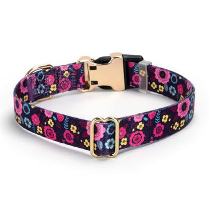 Personalized Custom Customized Silent No Jingle Dog Collar with Engraved ID Dog Name Phone Number/Dog Collars for Puppy X-Small Small Medium Large X-Large Boy Girl Dogs-Black Flower-XS - color: 5 Black Flower, size: X-Small (0.6" *7.8"-11.8")