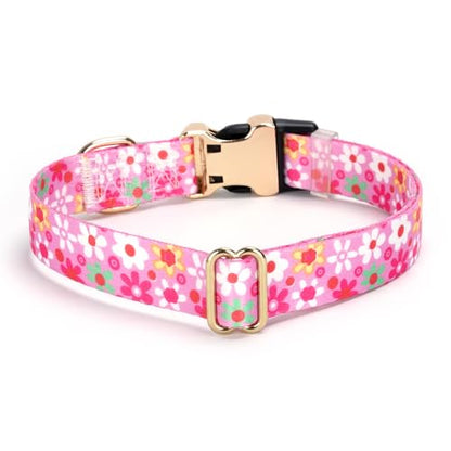 Personalized Custom Customized Silent No Jingle Dog Collar with Engraved ID Dog Name Phone Number/Dog Collars for Puppy X-Small Small Medium Large X-Large Boy Girl Dogs-Pink Flower-XS - color: 17 Pink Flower, size: X-Small (0.6" *7.8"-11.8")
