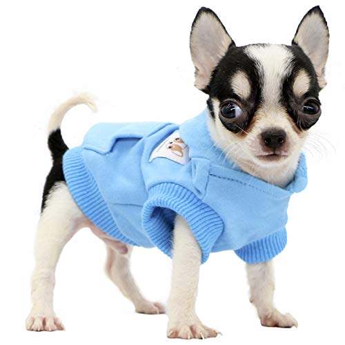 LOPHIPETS Dog Cotton Hoodies Sweatshirts for Small Dogs Chihuahua Puppy Clothes Cold Weather Coat-Cambridge Blue/XS - color: Cambridge Blue, size: X-Small for 1.2-2.2 lbs