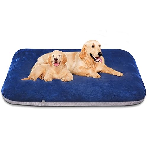 Super Soft Extra Large Dog Bed Jumbo Pet Beds Orthopedic 47 Inch Washable Anti Slip Dog Sleeping Mattress with Removable Cover, Blue XL - color: Blue, size: 47.0"L x 39.0"W x 5.0"Th