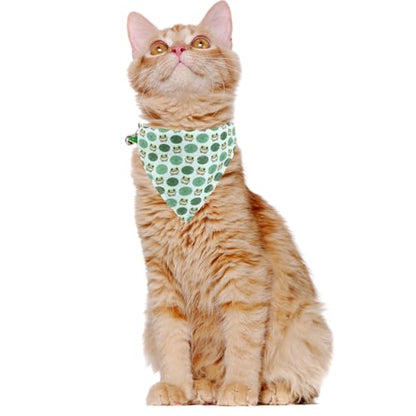 Cat Collar Breakaway with Cute Bow Tie Bandana and Bell Accessories Frog for Kitty Adjustable Safety - color: frog