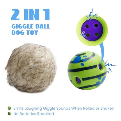 Nocciola Wobble Giggle Ball for Dogs, Interactive Dog Toys for Boredom, Squeaky Ball Dog Toys to Keep Them Busy, Pet Toys for Small Medium Large Dogs, Fun Giggle Sounds When Rolled or Shaken (M) - size: Medium Size