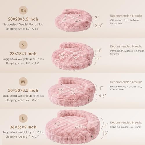EHEYCIGA Dog Bed Medium Size Dog, Fluffy Small Dog Couch with Removable Washable Cover, Bolster Pet Sofa, Waterproof and Non-Slip, 30" x 30"x 8.5", Pink - color: Pink, size: 30"L x 30"W x 8.5"Th