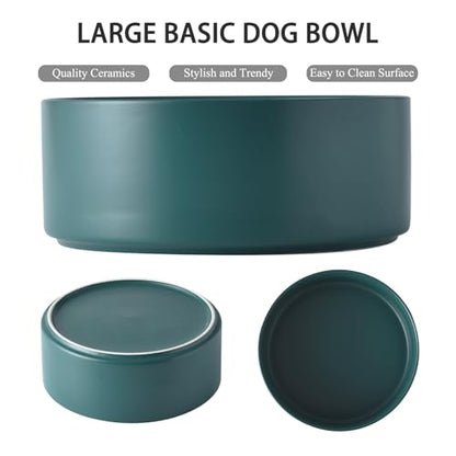 8'' Ceramic Dog Bowl - 70Oz Classic Dogs Food & Water Bowl for Medium and Large Breeds, Heavy-Duty Non-Slip Dog Dish, Food Grade Stoneware Pet Bowl, Dishwasher & Microwave Safe, Green - color: Bowl - Green, size: 8 inch