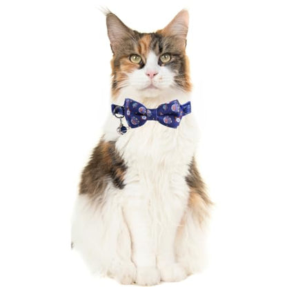 Cat Collar Breakaway with Cute Bow Tie Bandana and Bell Universe Accessories for Kitty Adjustable Safety - color: universe