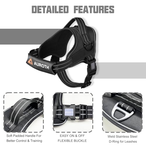 AUROTH Dog Harness and Leash Set, Soft Padded Service Dog Vest with 5.25FT Dog Leash, No Choke, Easy On Pet Vest, Adjustable Reflective No Pull Dog Harness Small Sized Dog, Easy Walking and Training - color: Black, size: Small