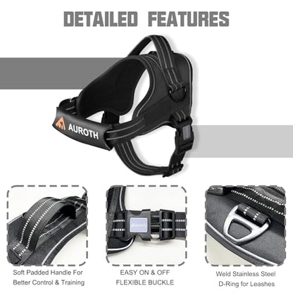 AUROTH Dog Harness and Leash Set, Soft Padded Service Dog Vest with 5.25FT Dog Leash, No Choke, Easy On Pet Vest, Adjustable Reflective No Pull Dog Harness Small Sized Dog, Easy Walking and Training - color: Black, size: Small