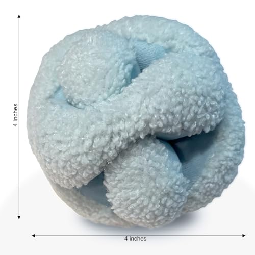 Glory To Dog Blue Snuffle Knot Interactive Dog Toy 4” Puzzle Ball with 8 Squeakers & Crinkle – Treat Hiding Enrichment Toy for Puppy & Small Breed Dogs – Durable Plush Sensory Play & Stimulation - color: Blue