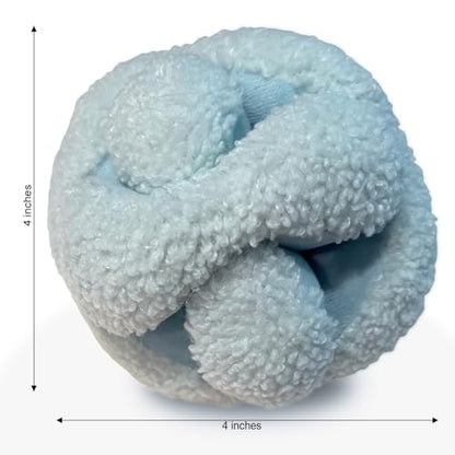 Glory To Dog Blue Snuffle Knot Interactive Dog Toy 4” Puzzle Ball with 8 Squeakers & Crinkle – Treat Hiding Enrichment Toy for Puppy & Small Breed Dogs – Durable Plush Sensory Play & Stimulation - color: Blue