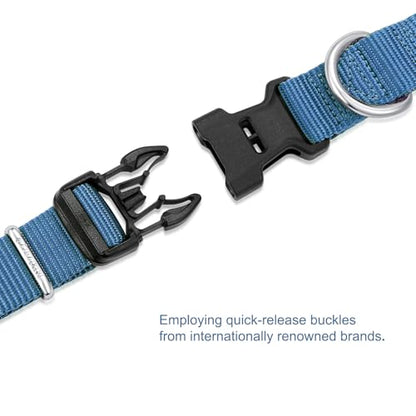 Mikivery Nylon Dog Collar with Quick Release Buckle Soft Adjustable Sturdy for Small Medium Large Dogs Haze Blue,M - color: Haze, size: M：13"-20"