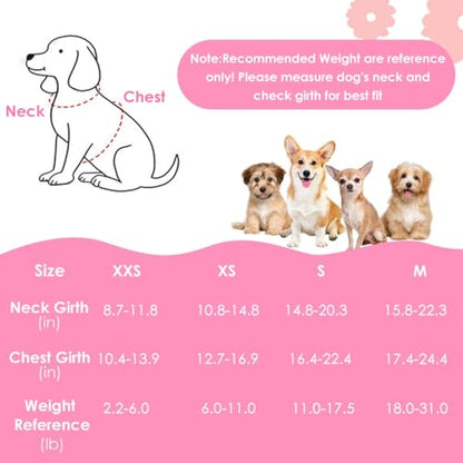 SlowTon Small Dog Harness - No Pull Dog Harness and Leash Set, Soft Mesh Lightweight Puppy Vest Harnesses, Adjustable Pet Harnesses for XXS XS Small Medium Easy Walk Hiking (Pink, XS) - color: 1.Pink Daisy, size: X-Small