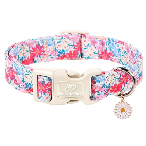 Floral Dog Collar Cute Spring/Summer Dog Collars for Small Dogs - Lightweight Adjustable Pastel Wildflower Male Female Dogs Everyday Collar with Safety Buckle S - color: Pastel Wildflower, size: S
