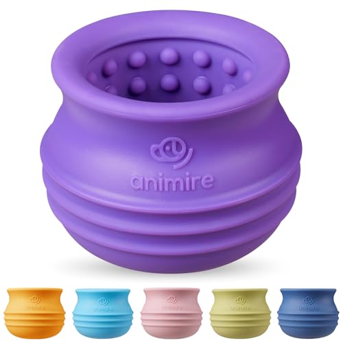 Treat Dispensing Dog Toy, Long-Lasting Interactive Puzzle Toys for Dogs, Stuffable Dog Enrichment Frozen Lick Treat Toy for Boredom, BPA Free Silicone Fetch Catch Chew Toy (Purple,S) - color: Purple, size: S