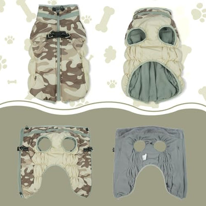 Lelepet Warm Dog Winter Coat Dog Coats for Small Dogs Waterproof Dogs Jacket with Harness Built in Reflective Cold Weather Coats Windproof Zip-Up Winter Fleece Vest Snowsuit Chihuahua Desert Camo - color: Desert Camo, size: X-Small