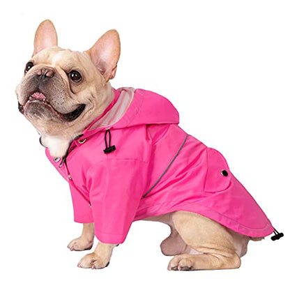HDE Dog Raincoat Poncho Double Layer Zip Rain Jacket with Removable Hood, Leash Hole for Small to 3XL Dogs and Puppies Pink - M - color: Pink, size: Medium