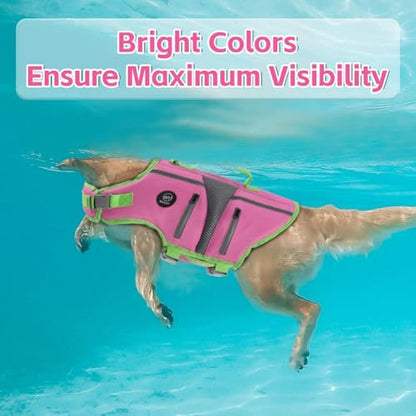 EMUST Dog Life Jacket,Dog Life Vest for Swimming,Small Dog Swim Vest,Lightweigth Adjustable Reflective Puppy Pet Float Life Preserver Vest,Pink,S - color: New Pink, size: S