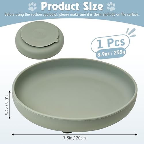 Silicone Cat Bowl Non-Slip Cat Food Plate Flat Dog Bowls with Suction Cup Shallow Puppy Food and Water Dish for Small and Medium Pets (Gray Green) - color: 1 Pcs - (Gray Green)