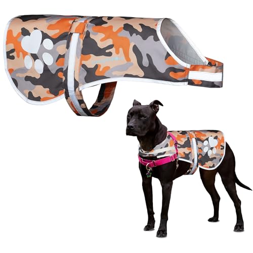 SafetyPUP XD Dog Reflective Vest – Hi-Vis Fluorescent Visibility that Helps to Safeguard Your Pet On/Off Leash in Urban & Rural Areas (Camo, Small) - color: Camo, size: Small