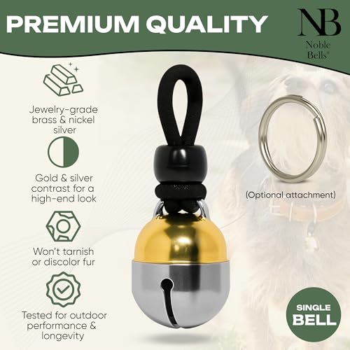 Noble Bells - Handmade in USA, Extra Loud Collar Bell for Cats and Dogs, Premium Brass and Nickel Silver - size: Large