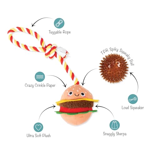 Fringe Studio Plush Dog Toy with Rope, You’RE The BUN That I Want, Pet Shop Collection (314527) - color: You’Re The Bun That I Want