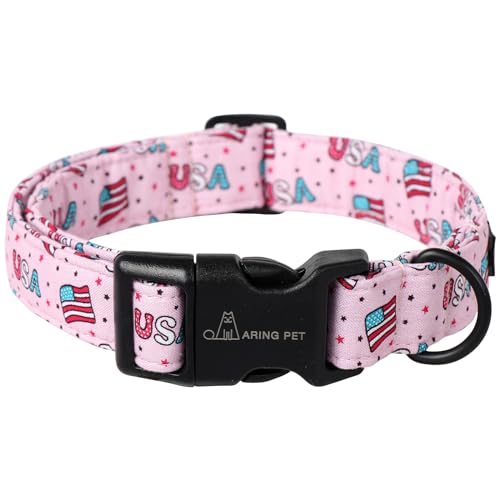 ARING PET 4th of July Collars for Dogs, Fourth of July Pink Patriotic USA Flag Dog Collar for Puppy Small Medium Large Boy Girl Doggy-XS - color: Independence Pink, size: X-Small