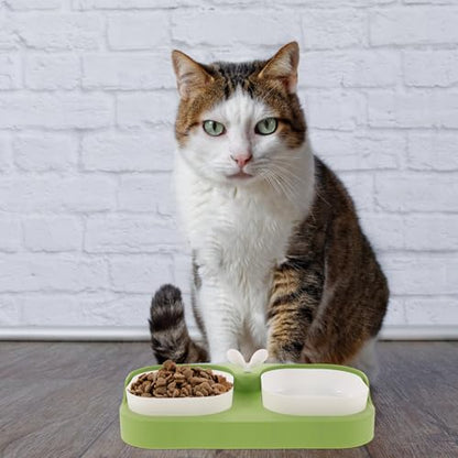 HEMOTON Cat and Dog Feeding Bowl Set Nonslip Plastic Pet Food and Water Bowls for Cats and Puppies Spill-Resistant Feeder for Home Use