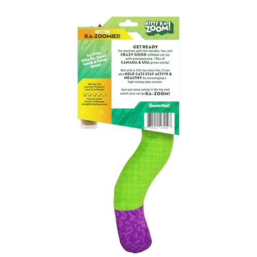 ZOOMIE Snake Kicker - Refillable Catnip Toy + Catnip | High Potency Hand Harvested Fresh | Soft Plush for Engaging Play - color: Snake