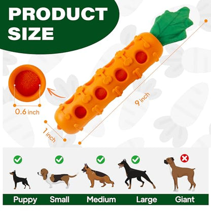 Fida 2-in-1 Puppy Teething Toys, Natural Rubber Chew Toys for Dogs to Keep Them Busy & Plush Toys with Crinkle Leaves, Interactive Dog Toys for Small Medium Breeds and Puppies.(Carrot) - color: Orange Carrot