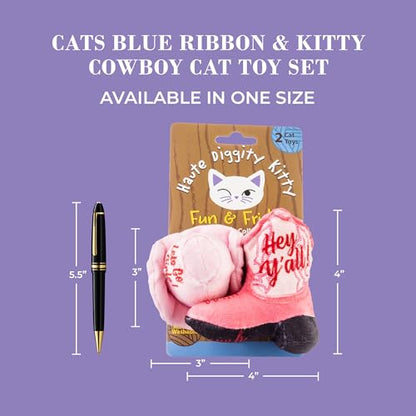 Haute Diggity Kitty Cowgirl Set, Plush Cat Toys Catnip Filled with Interactive Crackle Sound, Safe & Durable Toys for Cat & Kitten, 2 Pcs - style: Kitty Cowgirl Hat + Boot