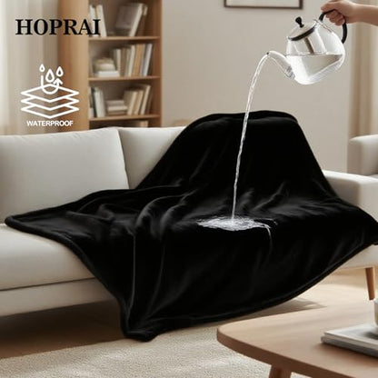 Waterproof Pet Blanket for Medium Large Dogs Washable Fluffy Thick Jacquard Shag Fleece Warm Sherpa Pet Blanket Cats Puppy Couch Protection (Black XXL85*85inches) - color: Black, size: 85*85