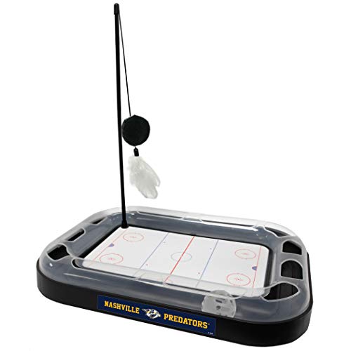 Pets First Cat Scratching Toy NHL Nashville Predators Hockey Field Cat Scratcher Tiy with Interactive Cat Ball Bell in Tracks. 5-in-1 CAT Toy - color: Nashville Predators