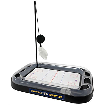 Pets First Cat Scratching Toy NHL Nashville Predators Hockey Field Cat Scratcher Tiy with Interactive Cat Ball Bell in Tracks. 5-in-1 CAT Toy - color: Nashville Predators