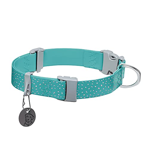 Ruffwear, Confluence Dog Collar, Waterproof Heavy Duty Quick Release Buckle, Odor-Resistant Easy Clean Adjustable TPU Webbing with & Silent ID Attachment, Aurora Teal, 14"-20" - color: Aurora Teal, size: 14"-20"