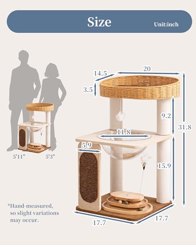Modern Cat Tree for Large Cats, Modern Cat Tree Tower with Wide Shelves Cotton Scratching Posts, Super Sturdy Base, Cozy Perches, and Interactive Toys for Indoor Kittens 31-Inch - color: S81D