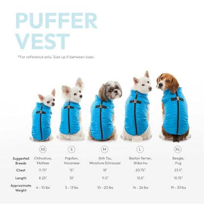 Gooby Puffer Vest - Green, Small - Ultra Thin Zip Up Windbreaker with Dual D Ring Leash - Water Resistant Dog Sweater Coat for Small Dogs - color: Green, size: Small chest (15")