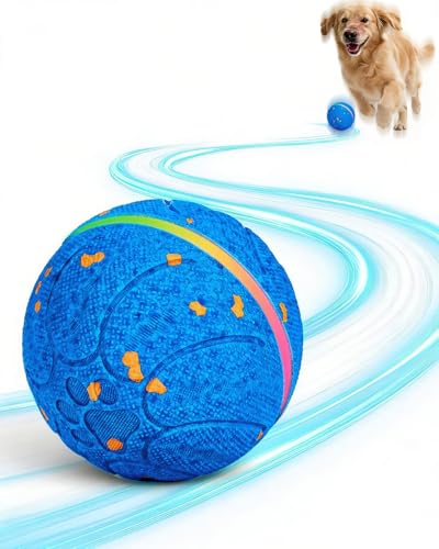 osou Smart Interactive Dog Toys, Automatic Moving Rolling Bouncing Dog Ball for Medium & Large Dog Breeds, E-TPU Durable & Waterproof, with Irregular Motion to Encourage Active Play - color: Blue